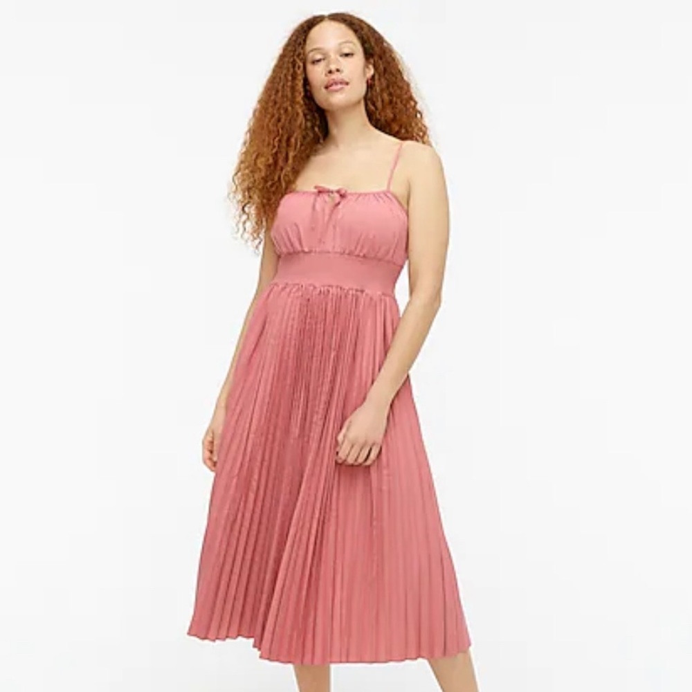 NEW J. Crew Smocked Waist Mauve Pleated Dress